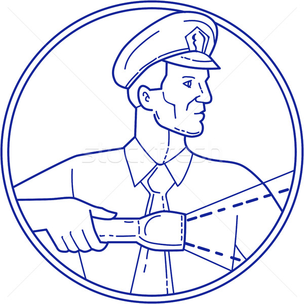 Guardia de seguridad círculo línea estilo ilustración Foto stock © patrimonio