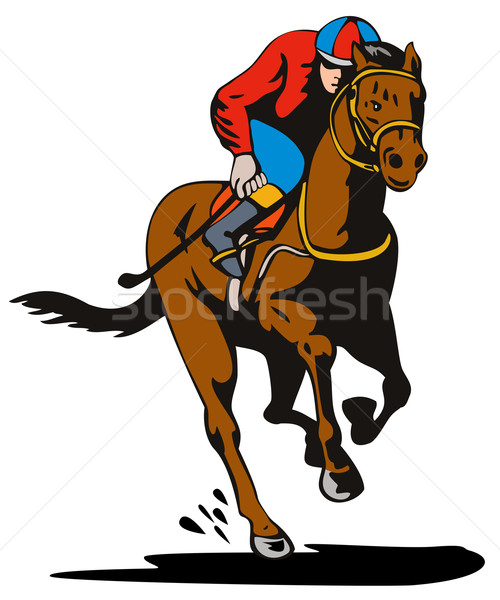 Caballo jockey carreras retro ilustración aislado Foto stock © patrimonio