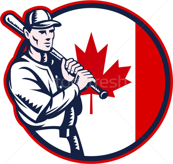 Stock photo: Canadian Baseball Batter Canada Flag Circle