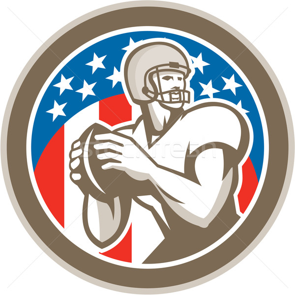 American Football Quarterback QB Circle Retro Stock photo © patrimonio
