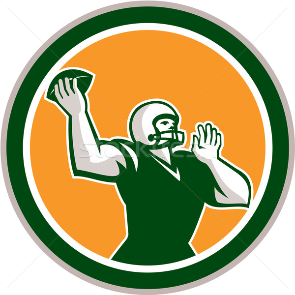 American Football QB Throwing Circle Retro Stock photo © patrimonio