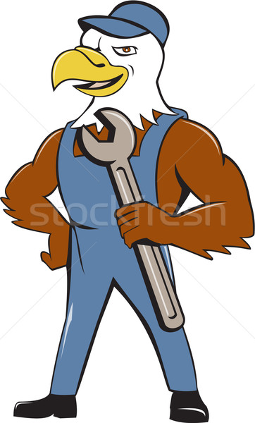 American Bald Eagle Mechanic Spanner Cartoon  Stock photo © patrimonio