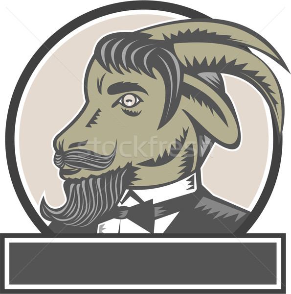 Goat Beard Head Circle Woodcut Stock photo © patrimonio