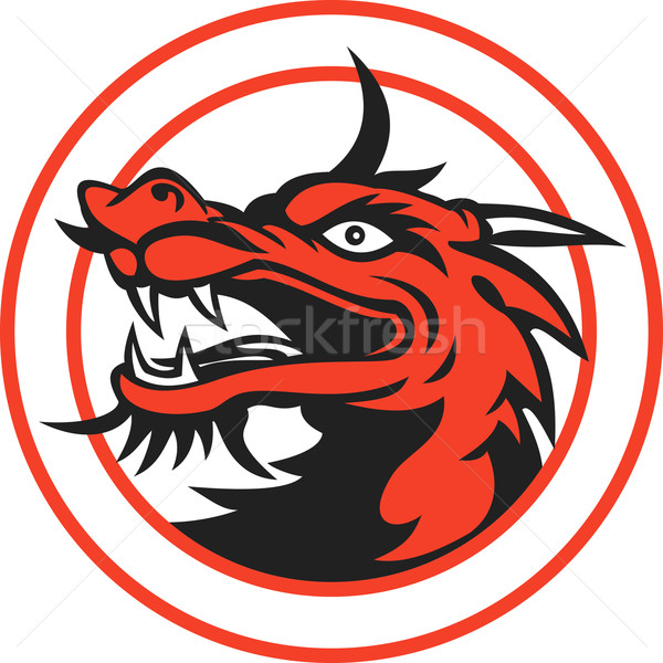 Red Chinese Dragon Head Circle Stock photo © patrimonio