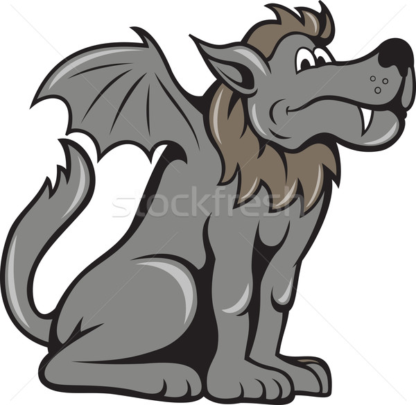 Wild hond vleugels illustratie mythisch beest Stockfoto © patrimonio