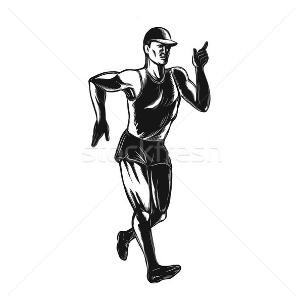 Stock foto: Rennen · Fuß · Seite · Stil · Illustration · Athleten