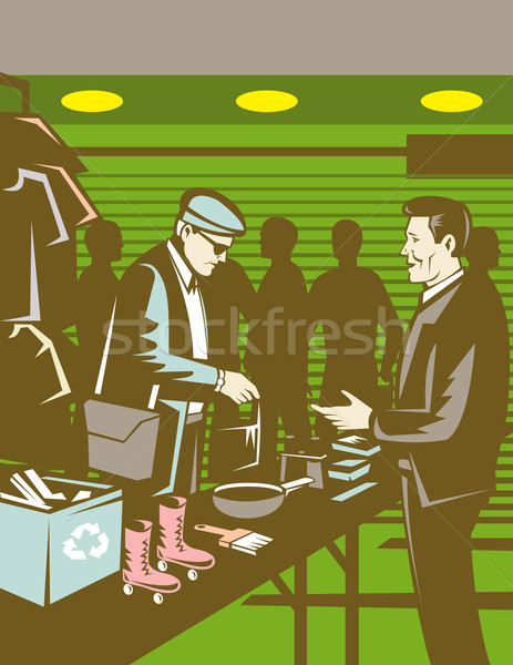 Flohmarkt Verkauf Handel Retro Illustration Waren Stock foto © patrimonio