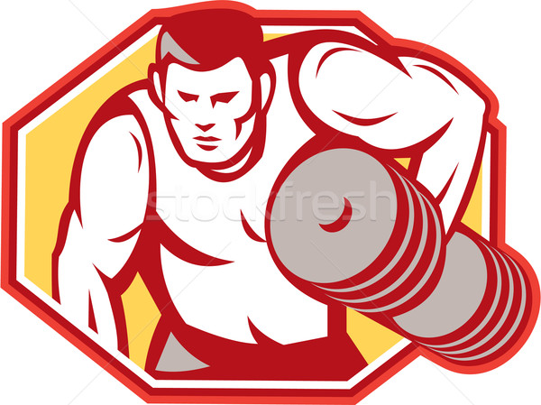 Weightlifter Lifting Weights Retro Stock photo © patrimonio