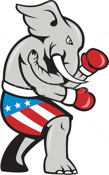 Stock foto: Elefanten · Maskottchen · Boxer · Boxen · Seite · Karikatur