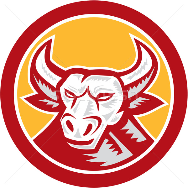 Angry Bull Head Circle Woodcut Retro Stock photo © patrimonio