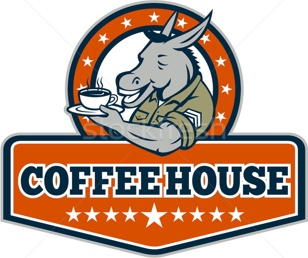Army Sergeant Donkey Coffee House Cartoon Stock photo © patrimonio
