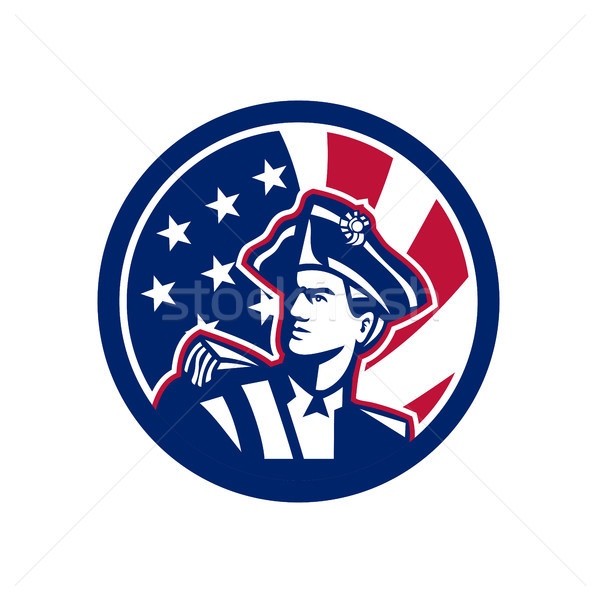 Amerykański patriota USA banderą ikona w stylu retro Zdjęcia stock © patrimonio
