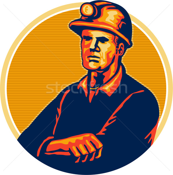 Coal Miner Arms Folded Retro Stock photo © patrimonio