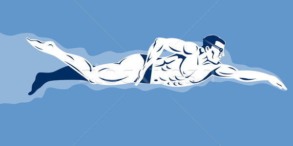 пловец фристайл ретро сторона ретро-стиле Сток-фото © patrimonio