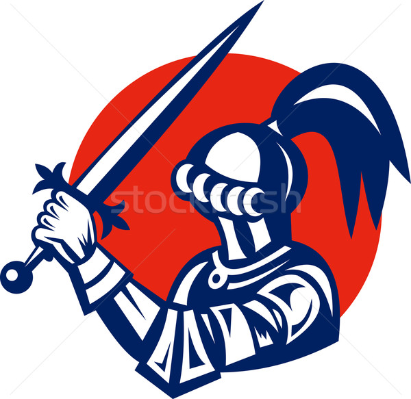 Knight brandishing a sword viewed from side Stock photo © patrimonio