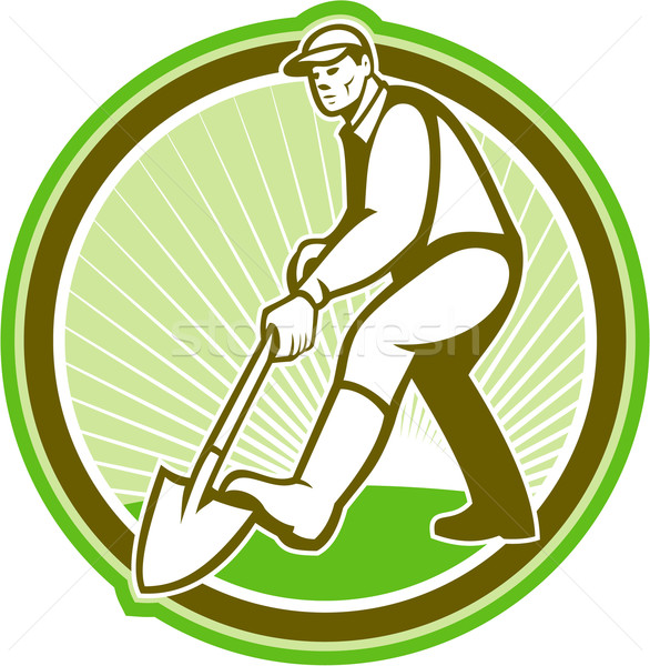 Kertész ásó kör illusztráció férfi ásó Stock fotó © patrimonio