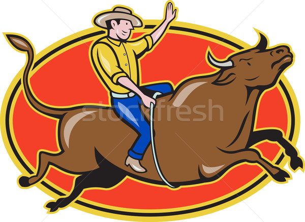 Rodeo Cowboy Bull Riding Retro Stock photo © patrimonio