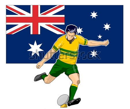  Rugby player running with ball Australia flag   Stock photo © patrimonio