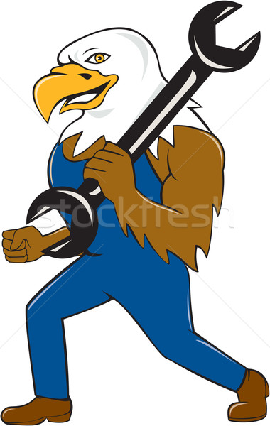 American Bald Eagle Mechanic Wrench Cartoon  Stock photo © patrimonio