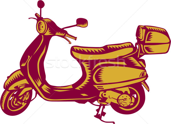 Scooter Bike Side Vintage Woodcut Stock photo © patrimonio