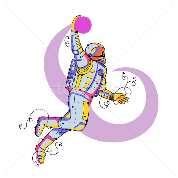Astronaut Dunking Ball Doodle Stock photo © patrimonio