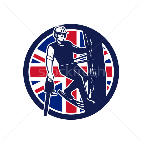 Brits union jack vlag icon retro-stijl illustratie Stockfoto © patrimonio