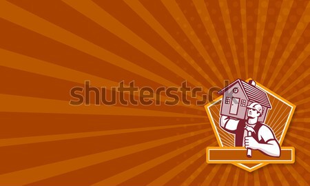 Builder Carpenter Carry House Retro Stock photo © patrimonio