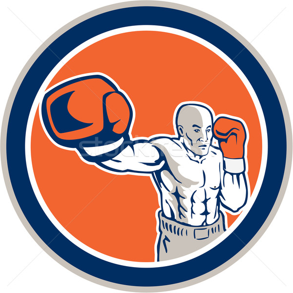Boxer Boxen Kreis Retro Illustration Set Stock foto © patrimonio