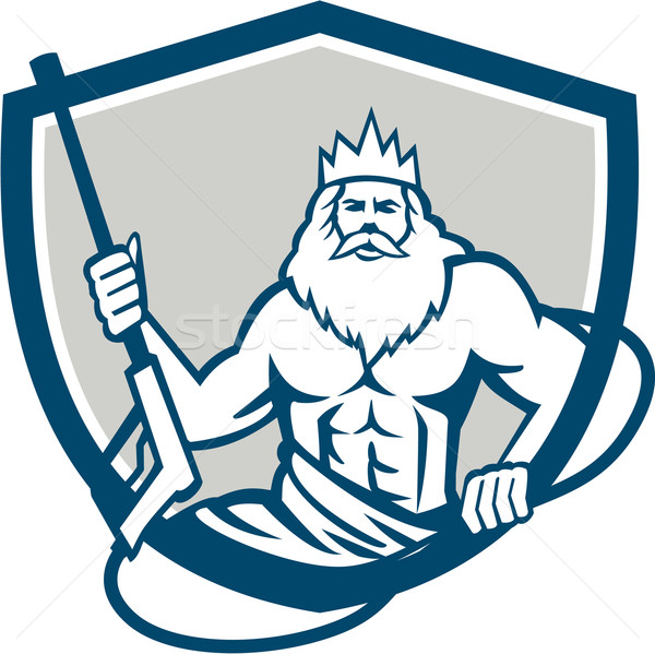 Neptune Power Washer Shield Retro Stock photo © patrimonio