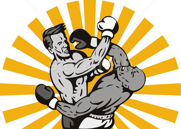 Boxer Illustration Retro-Stil Sport Boxen Stock foto © patrimonio