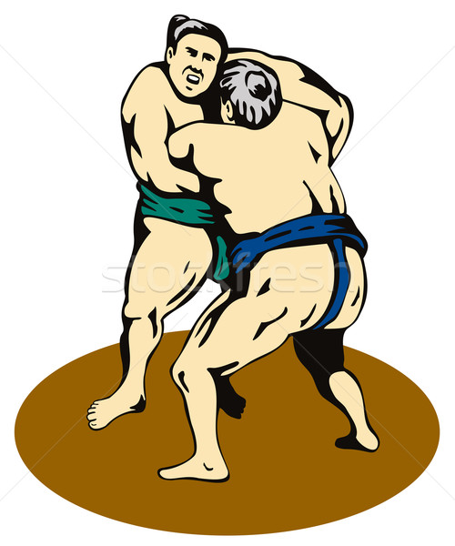 Japanisch Sumo kämpfen Illustration zwei isoliert Stock foto © patrimonio