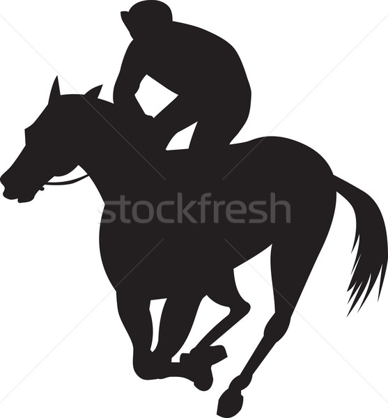 Foto stock: Carreras · de · caballos · silueta · ilustración · caballo · jockey · carreras