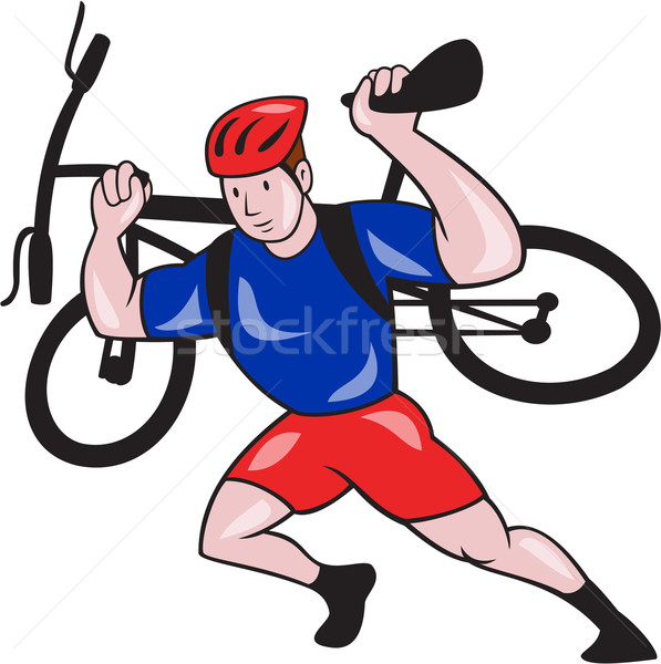 Radfahrer Mountainbike Schultern Karikatur Illustration Stock foto © patrimonio