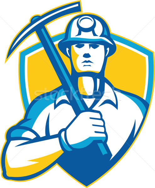 Coal Miner With Pick Ax Shield Retro Stock photo © patrimonio