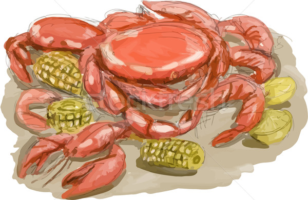 Cajun zeevruchten aquarel illustratie garnalen krab Stockfoto © patrimonio