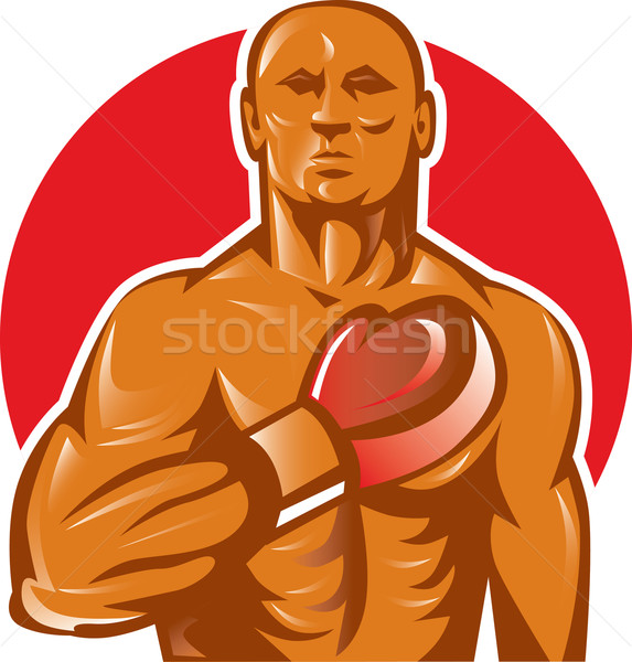 boxer with boxing gloves hand on chest Stock photo © patrimonio