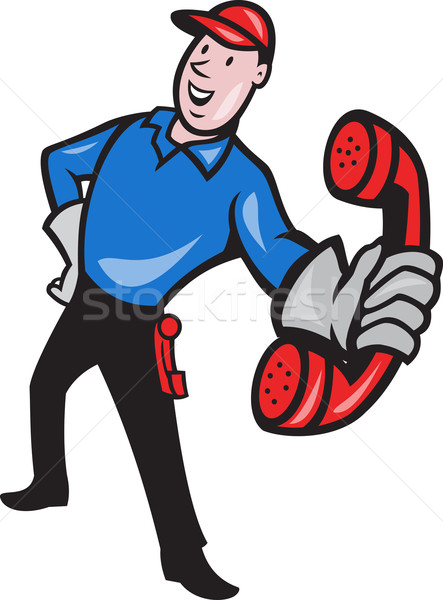 Stock photo: Telephone Repairman Worker Phone