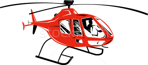 Helikopter retro illustratie vlucht vliegen retro-stijl Stockfoto © patrimonio