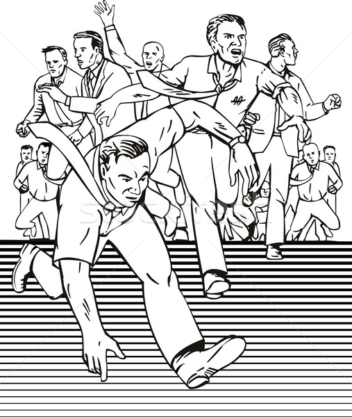 Pessoas corrida ilustração empresário máfia preto e branco Foto stock © patrimonio