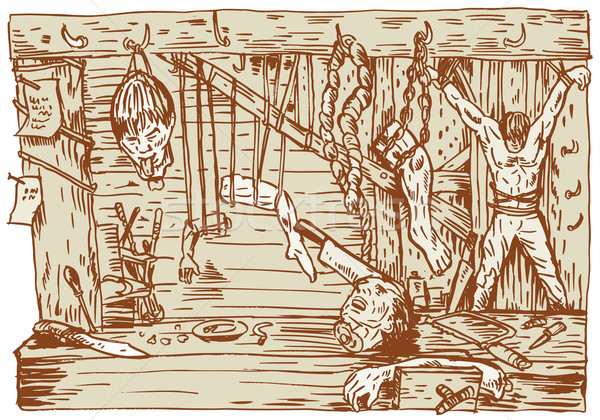 Loch pokój ilustracja szkic brązowy Zdjęcia stock © patrimonio