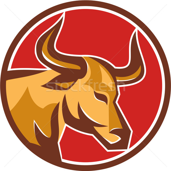 Texas Longhorn Bull Head Circle Retro Stock photo © patrimonio