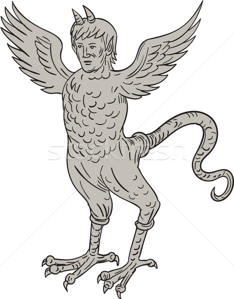 Ancient Winged Monster Drawing Stock photo © patrimonio