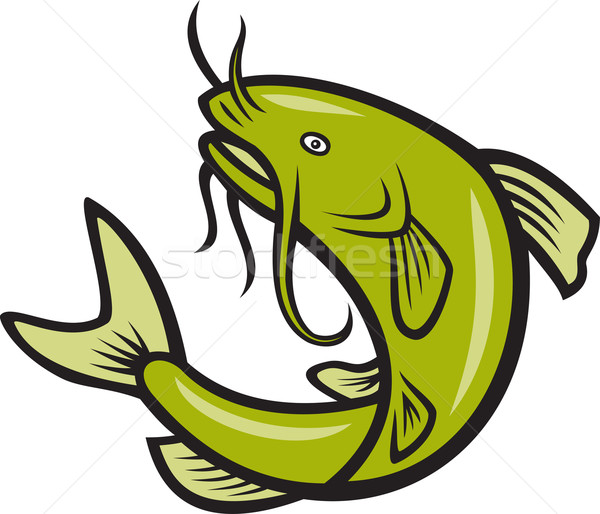 Catfish Fish Jumping Cartoon Stock photo © patrimonio