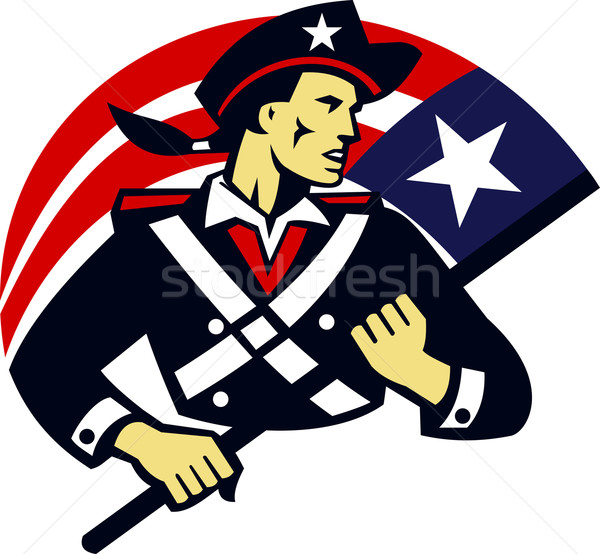 Amerikaanse patriot vlag retro illustratie soldaat Stockfoto © patrimonio