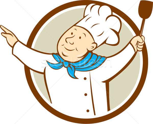 Chef Cook Arms Out Spatula Circle Cartoon  Stock photo © patrimonio
