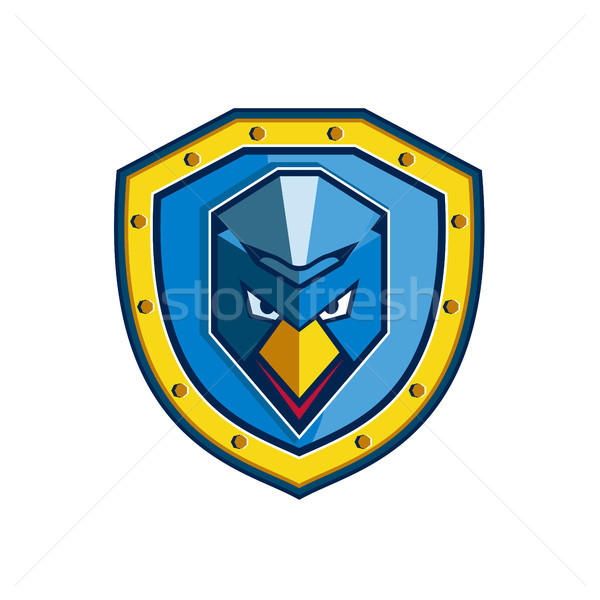 Blue Chicken Mohawk Shield Icon Stock photo © patrimonio