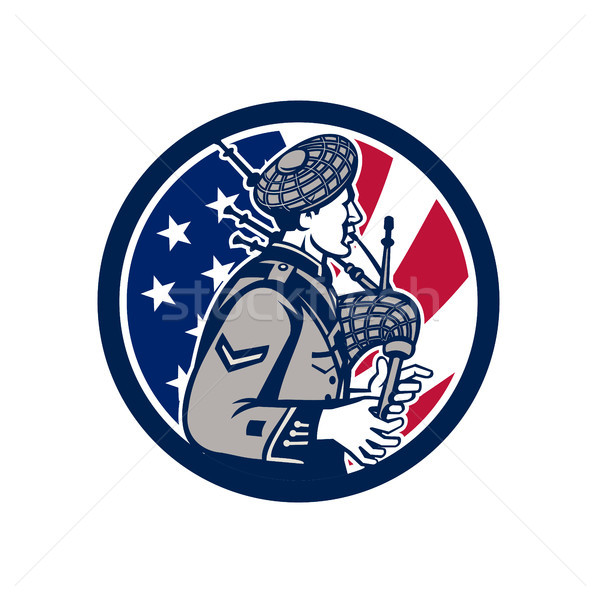 American Bagpiper USA Flag Icon Stock photo © patrimonio