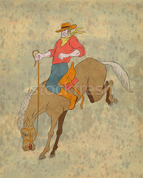 Rodeo kovboy binicilik at örnek karikatür Stok fotoğraf © patrimonio