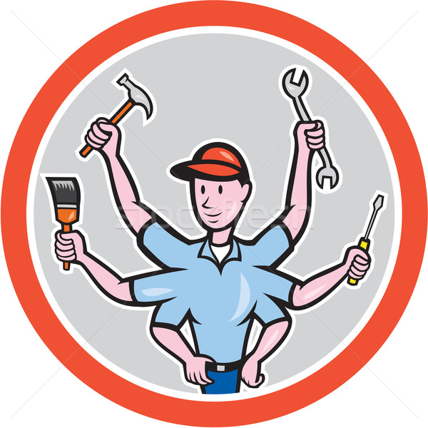 Tradesman Worker Six Hand Cartoon Stock photo © patrimonio