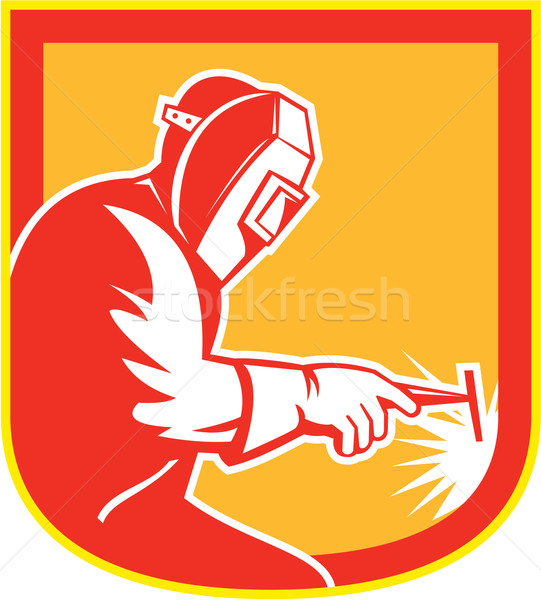 Welder Holding Welding Torch Shield Retro  Stock photo © patrimonio